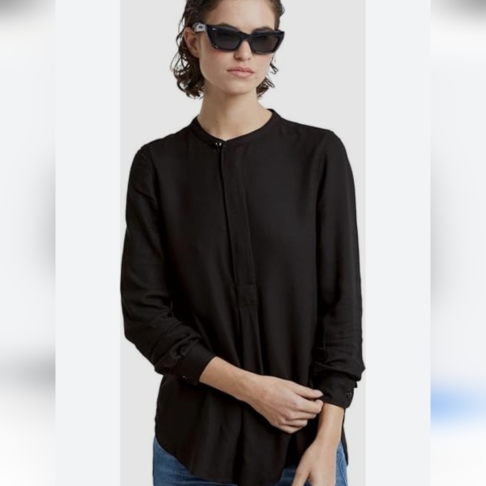Gerard Darel Black Silk Pullover Blouse 42 M